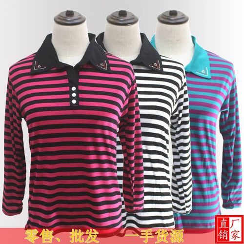 春秋季女長袖打底衫 中老年人媽媽裝上衣t恤寬松大碼翻領(lǐng)衣服批發(fā)